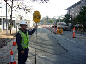 Traffic Controller Slow Sign